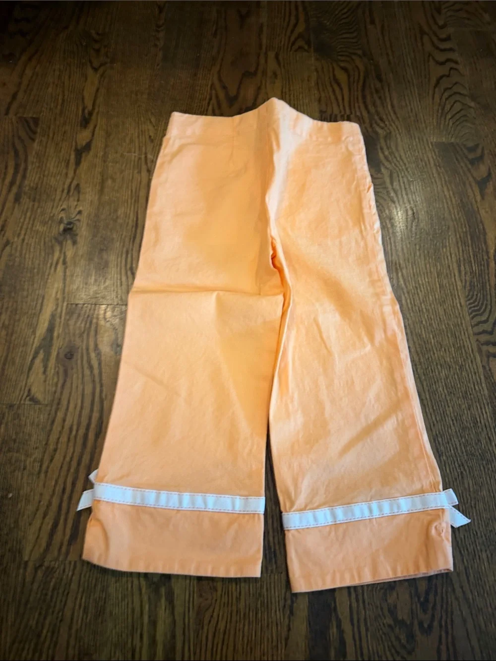 The Children's Place Peach/White Girls Bow Hem Capri Pants